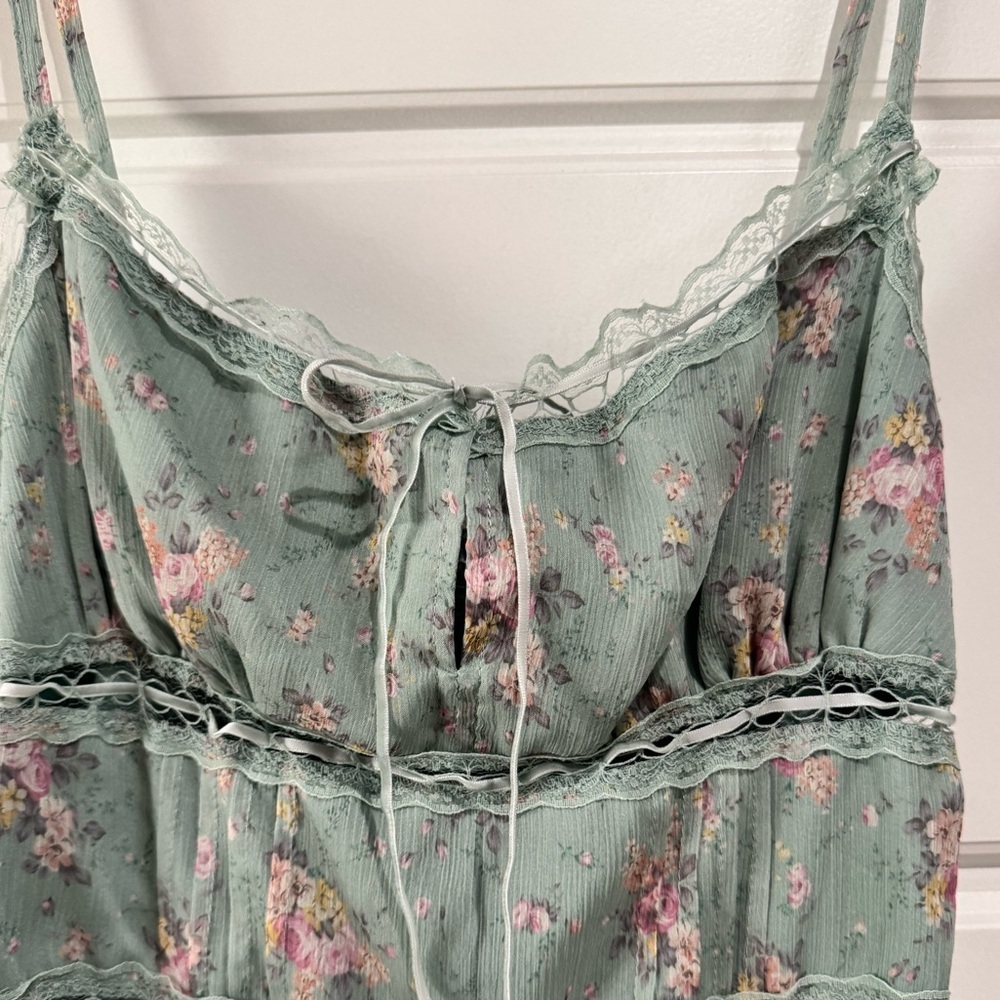 Lulu's Light Blue Floral Lace Chemise - Picture 5 of 7